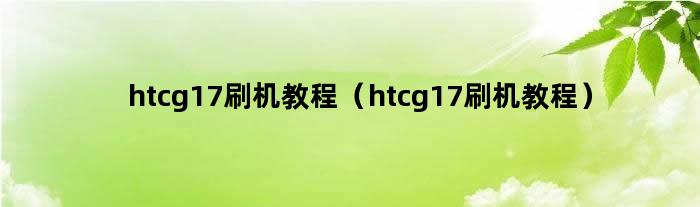 htcg17刷机教程（htcg17刷机教程）