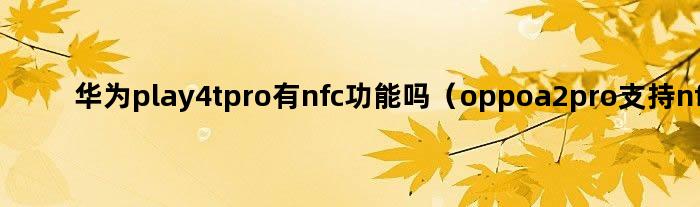 华为play4tpro有nfc功能吗（oppoa2pro支持nfc吗）
