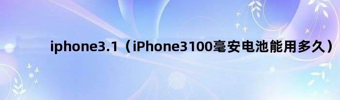 iphone3.1（iPhone3100毫安电池能用多久）