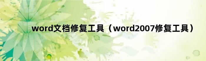word文档修复工具（word2007修复工具）